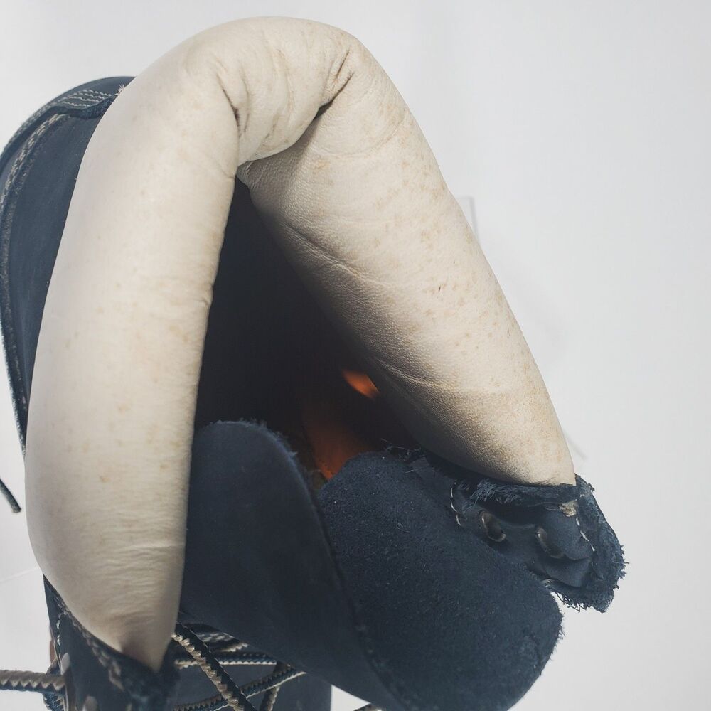 Timberland Men’s Premium 6-Inch Waterproof Boots 8.5M Navy Nubuck White Collar - Picture 14 of 16